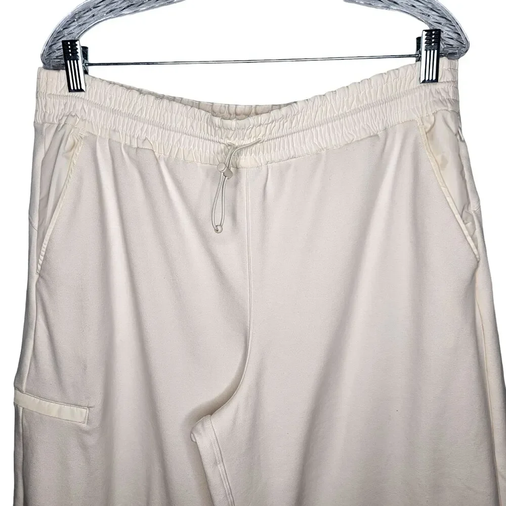 ATHLETA Triumph Hybrid Wide Leg Cropped Sweatpants Ivory Cream Womens XL - Picture 3 of 13